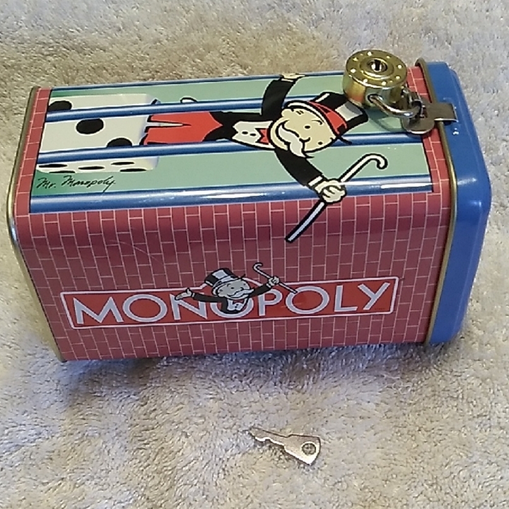 Monopoly Mr. Monopoly Locking Tin - Blue, Red, White - Picture 2 of 6
